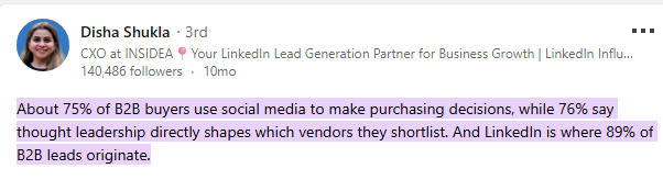 Linkedin user quote